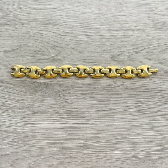 GIVENCHY Vintage Puffed Anchor Mariner Chain Link Gold Plated Bracelet 7” Luxe - Picture 4 of 7